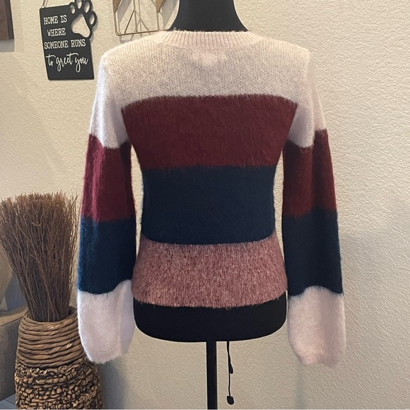 Club Monaco Rinty Color Block Mohair Blend Stripe Crewneck Sweater XS - Picture 4 of 7